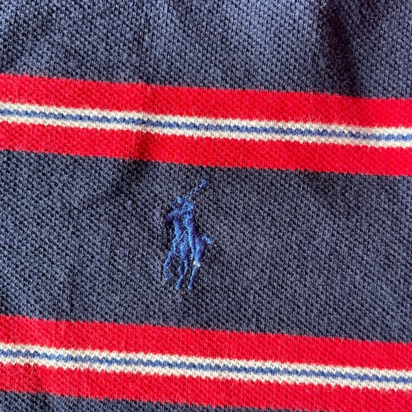 Polo Ralph Lauren Navy, Red & white Striped Polo Shirt size XL - Picture 3 of 4
